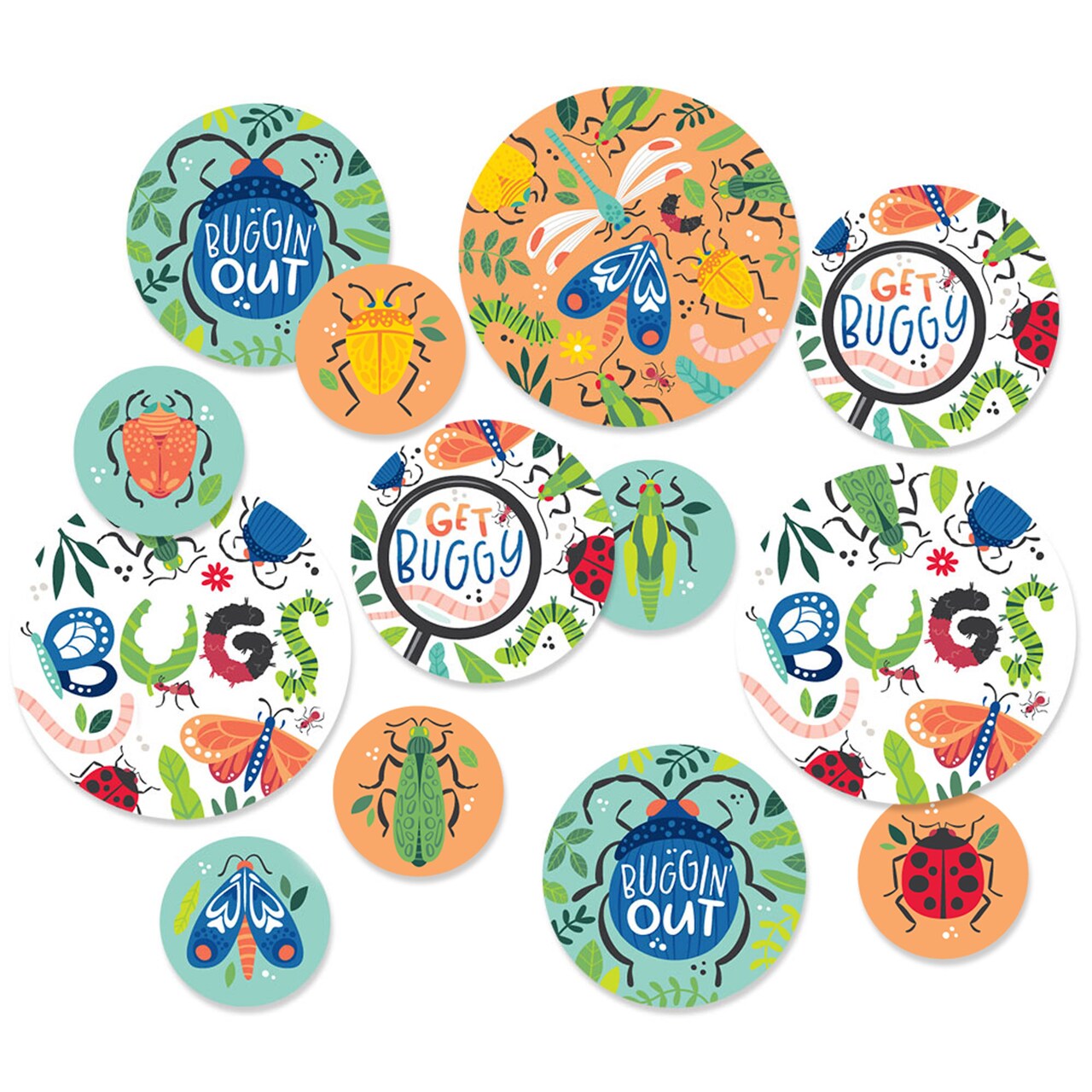 Big Dot of Happiness Buggin' Out - Bugs Birthday Party Giant Circle Confetti - Party Decorations - Large Confetti 27 Count